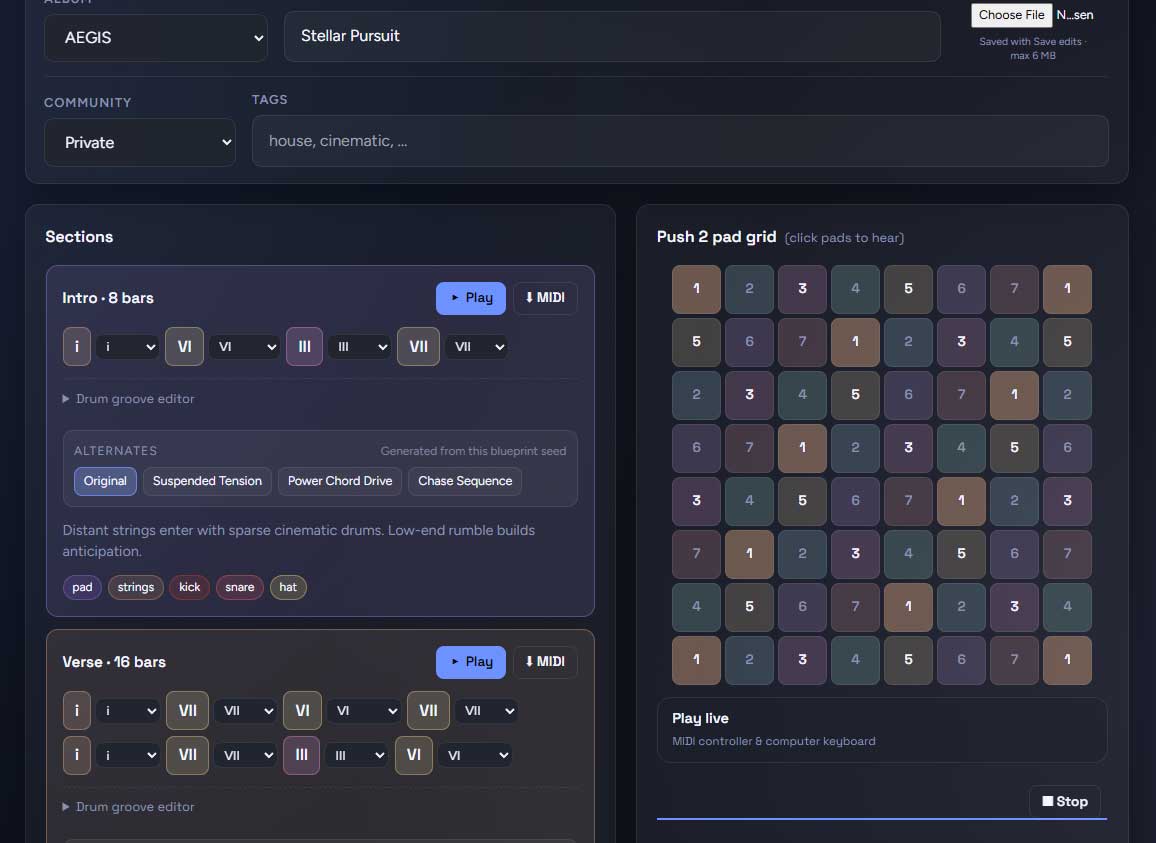 Prompt to blueprint generation screen