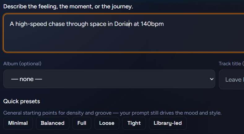 Prompt to blueprint generation screen